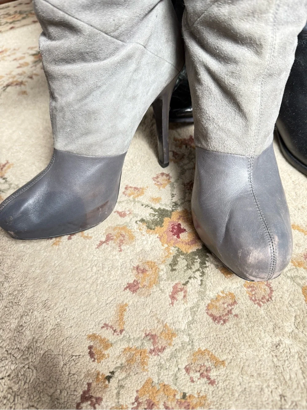 House of Harlow 1960 - Lainey Leather & Suede Over-the-Knee Boots - Gray - 39.5